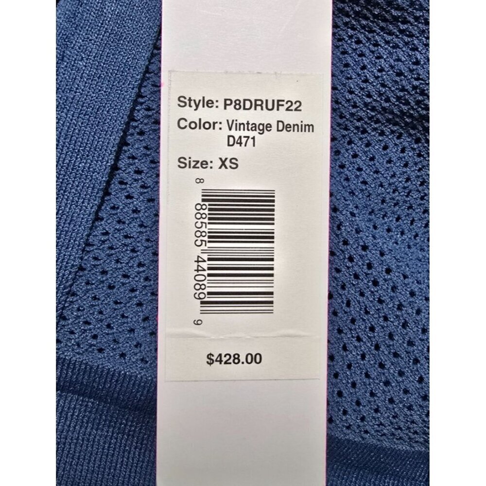 Parker Dress XS Drop Waist Peplum Tiered Blue Stretch Comfort Eyelet Open Knit - Picture 7 of 15